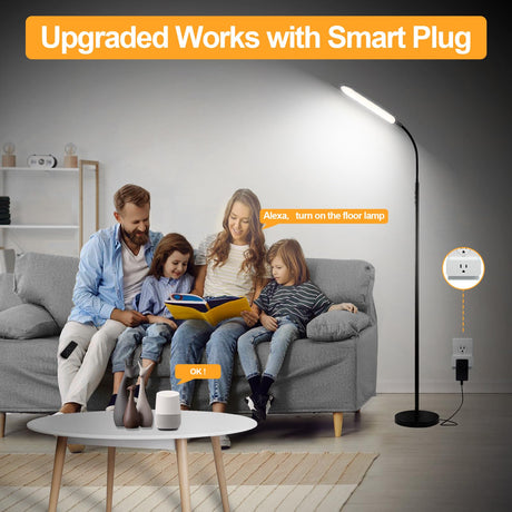 marctronic Floor Lamp, 18W 1800LM Super Bright LED Floor Lamp with Remote & Works with Smart Plug, Dimmable Timing Eye Caring Reading Lamps Floor Standing for Living Room Bedroom Office marctronic