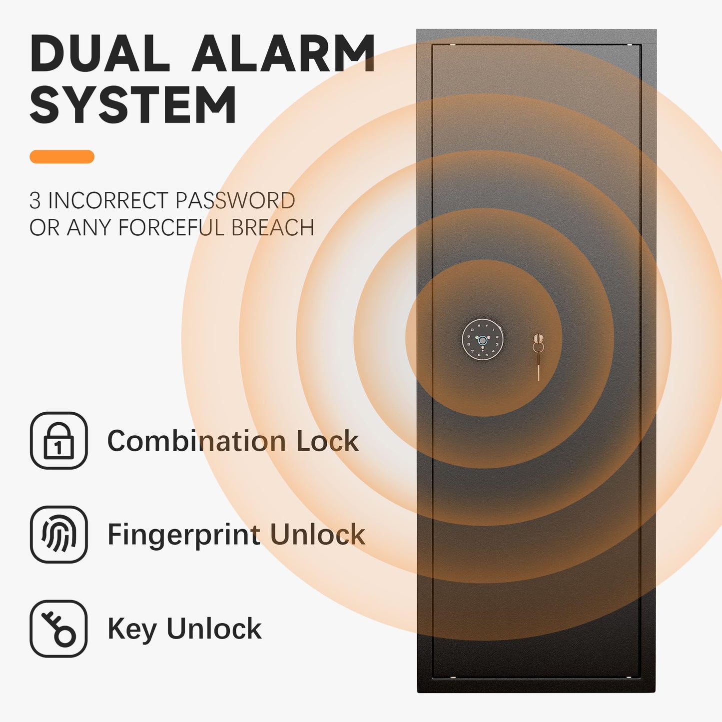 Bonusall 10-14 Gun Safe，Gun Cabinet for Rifles and Shotguns,Metal Long Gun Cabinet for Rifles with Quick Access Fingerprint, LED Lights, 3 Adjustable Shelves,Pockets - WoodArtSupply