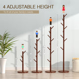 Wooden Coat Rack Freestanding Coat Tree with 4 Height Options and 9 Hooks, Sturdy Coat Rack Stand for Clothes/Bags/Hats, Easy Assemble Save Space for Entryway,Bedroom,Office,Narrow Place (Brown) Bamdibola