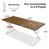 AMICLIBER Farmhouse Dining Table for 6-8 People, 70.8 Inch Rectangular Wood Dining Table, Rustic Kitchen Table with Extra Heavy Duty Metal Legs for Dining Room - Rustic Oak/White AMICLIBER