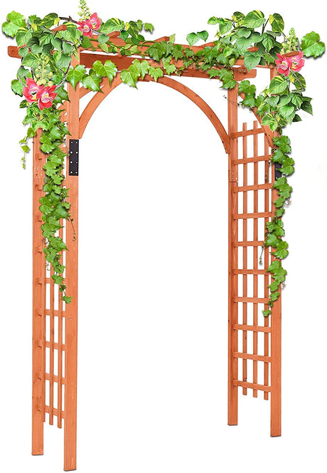 Nightcore, Wooden Garden Trellis Pergola 85 inch Arbor, Wedding Arches for Ceremony, Wood Color GLACER