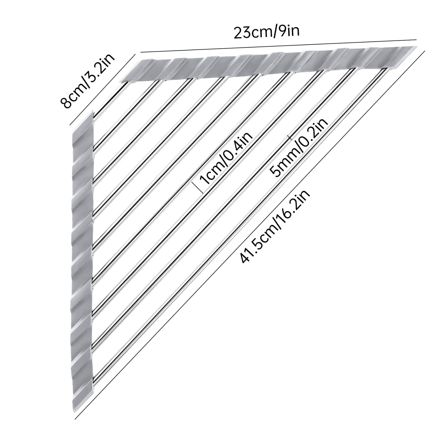 Tomorotec Triangle Roll-Up Dish Drying Rack for Sink Corner Small Foldable Stainless Steel Over The Sink Multipurpose Kitchen Drainer Caddy Organizer Storage Space Saver Shelf Holder (Gray) - WoodArtSupply