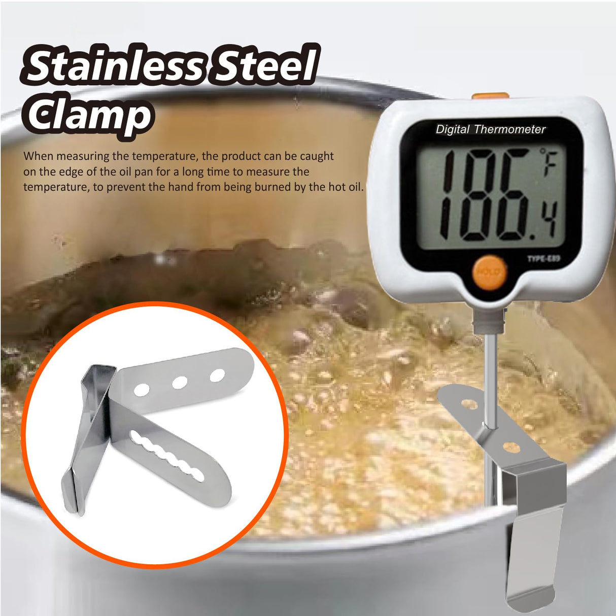 Candy Thermometer for Candy Making with Pot Clip,Best Instant Read Thermometer Digital for Cooking, Baking, Candy and Cheese Making – 10 Inch Probe, Large Rotating LCD Display, Essential Baking Tool efengcook