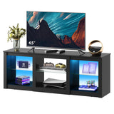 WLIVE TV Stand for 65 Inch TV, Entertainment Center with Adjustable Glass Shelves, LED TV Console, TV Stands for Living Room, Black WLIVE