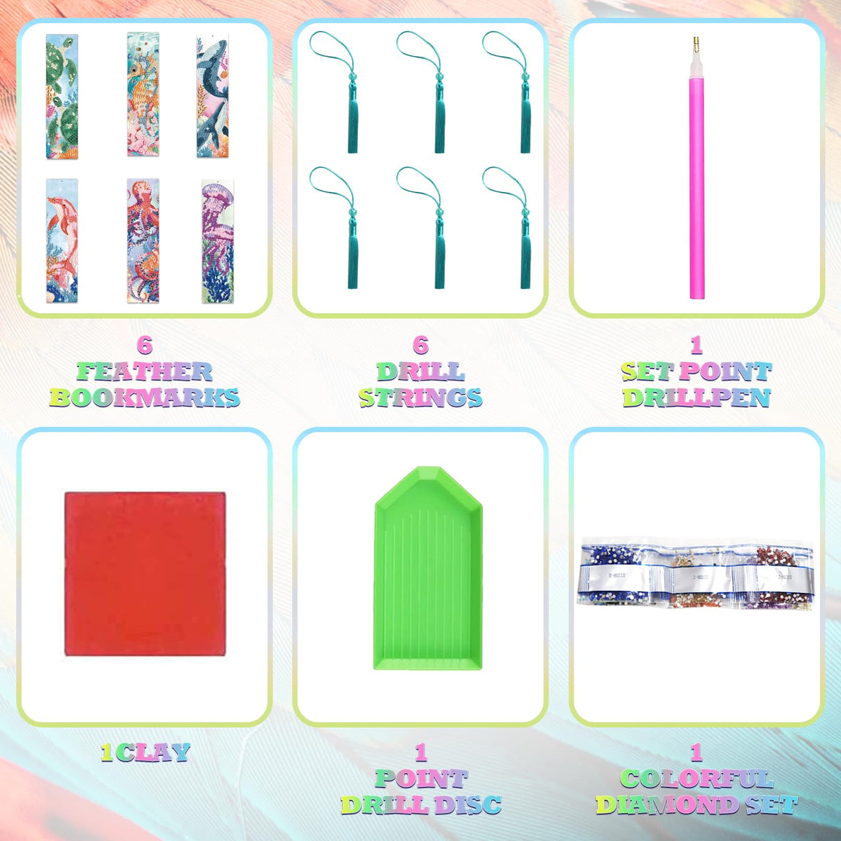 beinkmake 6Pcs Marine Animals 5D Diamond Art Bookmarks Turtle Dolphin Whale Diamond DIY Painting Bookmarks Rhinestones Beaded Acrylic Tassel Bookmark for Adult Beginner Crafts beinkmake