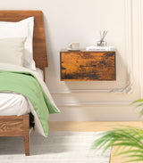 Adowes Floating Nightstand Shelf with Drawer, Wall Mounted Nightstand, Floating Drawer for Wall, Small Nightstand with Drawer, Floating Bedside Shelf for Bedroom, Rustic Brown Adowes