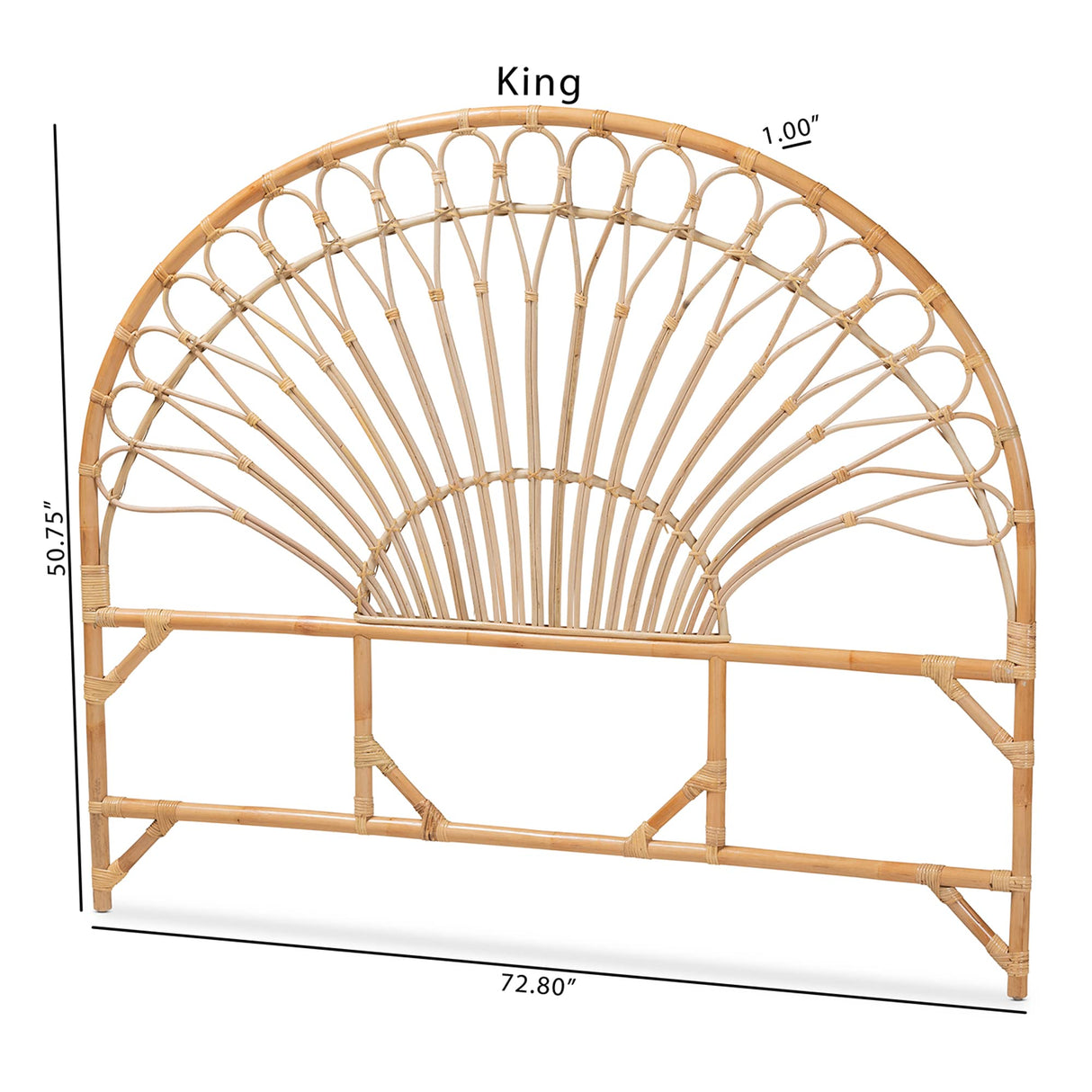 bali & pari Devereaux Modern Bohemian Natural Rattan King Size Standalone Headboard bali & pari