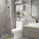 Godboat Bathroom Organizer - Over The Toilet Storage Cabinet, 2-Tier Bathroom Storage, Bathroom Shelves with 2 Hooks & Paper Rack, Bathroom Accessories & Decor, Gifts for Women, Mothers Day (White) Godboat