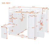 Merax Full Size Loft Bed, Wood Bedframe with Wardrobe, Storage Stairs, Desk and Shelves for Kids Teens Adults Bedroom, White Merax