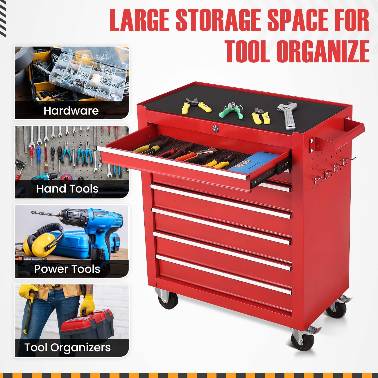 7-Drawer Metal Rolling Tool Chest with Wheels,Heavy Duty Tool Storage Cabinet with Locking System,Toolbox with Wheels for Garage, Warehouse, Workshop, Repair Shop - WoodArtSupply