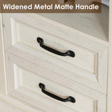 HOMMPA 18'' Farmhouse Nightstand with Charging Station, Bedside Tables with Storage, Bed Side End Table with Open Shelf, 2 Drawers Wood Night Stand Dresser for Bedroom, Living Room, Rustic White HOMMPA