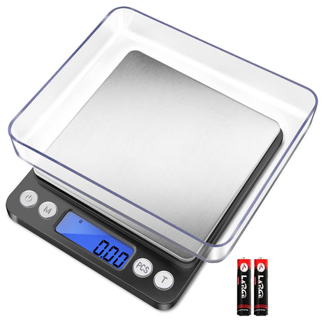 Fuzion Digital Gram Scale with 2 Trays, 500g/ 0.01g Small Jewelry Scale, 6 Units Gram Scales Digital Weight Gram and Oz, Tare Function, Digital Herb Scale for Food, Mini Reptile Fuzion