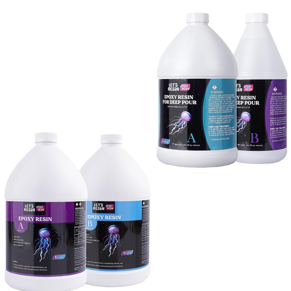Bundle Set of 1.5 Gallon Deep Pour Epoxy Resin and 2 Gallon Epoxy Resin LET'S RESIN EPOXY RESIN