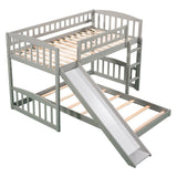 Morhome Twin Over Twin Bunk Bed with Slide - Low Floor Design, Safety Guardrails, and Sturdy Pine Wood Frame Morhome
