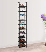 FIDUCIAL HOME 10 Tiers Shoe Rack Space Saving Vertical Single Pairs Sturdy Shoe Shelf Storage Organizer FIDUCIAL HOME