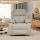 Zevemomo Recliner Chair, Scratch-Resistant Leather Recliner Chairs for Adults, Classic and Traditional Manual Recliner Chair for Small Spaces, Recliner Chairs for Living Room, Beige Zevemomo