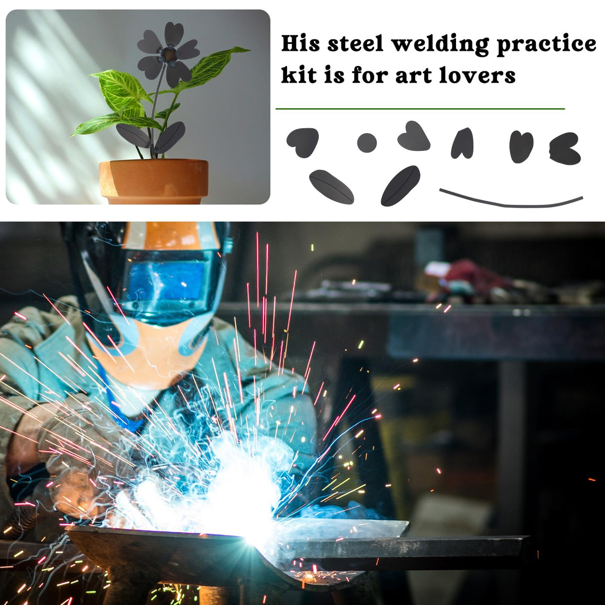 Therwen Welding Kits Flower Welding Coupons 16 Gauge Tig DIY Stainless Steel Welding Practice Kit Metal with Mig, Tig, Gas, Arc, Stick (Classic,2 Sets) Therwen
