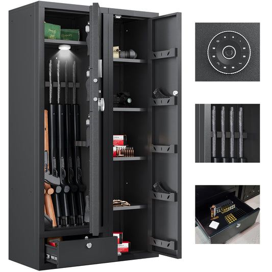 15-20 Gun Safe,Large Gun Safes for Home Rifle and Pistols,Rifle Safe,Gun Cabinets for Rifles and Shotguns,Gun Cabinet,Gun Safes & Cabinets with Drawer,3 Gun Mount,Handgun Pockets (1500AB-GUN  - WoodArtSupply