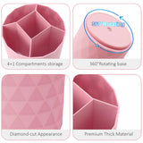 Nuozme Desk Organizer, 360-Degree Rotating Pencil Pen Holders For Desk, Diamond Pattern Pen Organizer With 5 Compartments, Cute Desk Accessories Decor For Office, School,Home,Art Supply (White) Nuozme