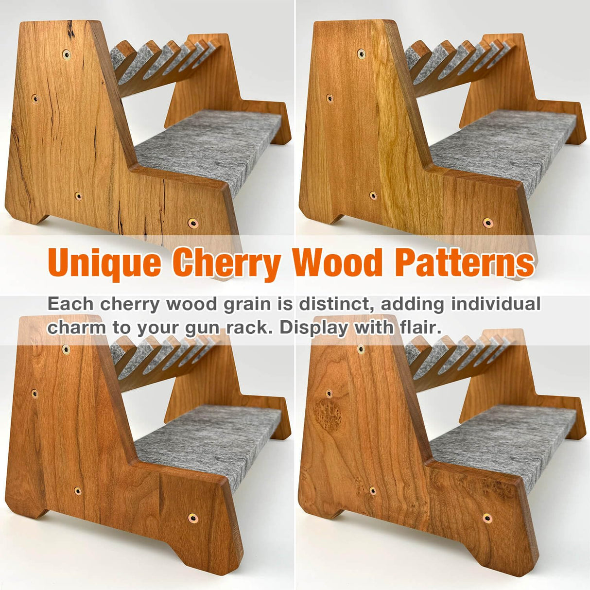 Lobao Gun Rack Cherry Solid Wood Pistol Rack and Firearm Safe Storage Organizer - Premium Pistol Rack Solution (FAS Cherry Wood) Lobaoera