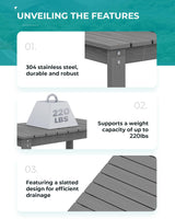 SERWALL Outdoor Coffee Table, HDPE Patio Coffee Table for Outside, Grey SERWALL