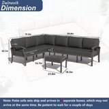 Kurapika Patio Furniture Set 8-Piece Aluminum Sectional Sofa with Armrest, Modern Outdoor Conversation Set, Metal Corner Sofa with Ottoman, Black Kurapika