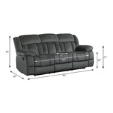 Lexicon Home Theater Seating, Wall Hugger Manual Reclining Sofa, 3-Seat Dual Recliner Sofa for Living Room, 90" W Sofa, Charcoal Lexicon