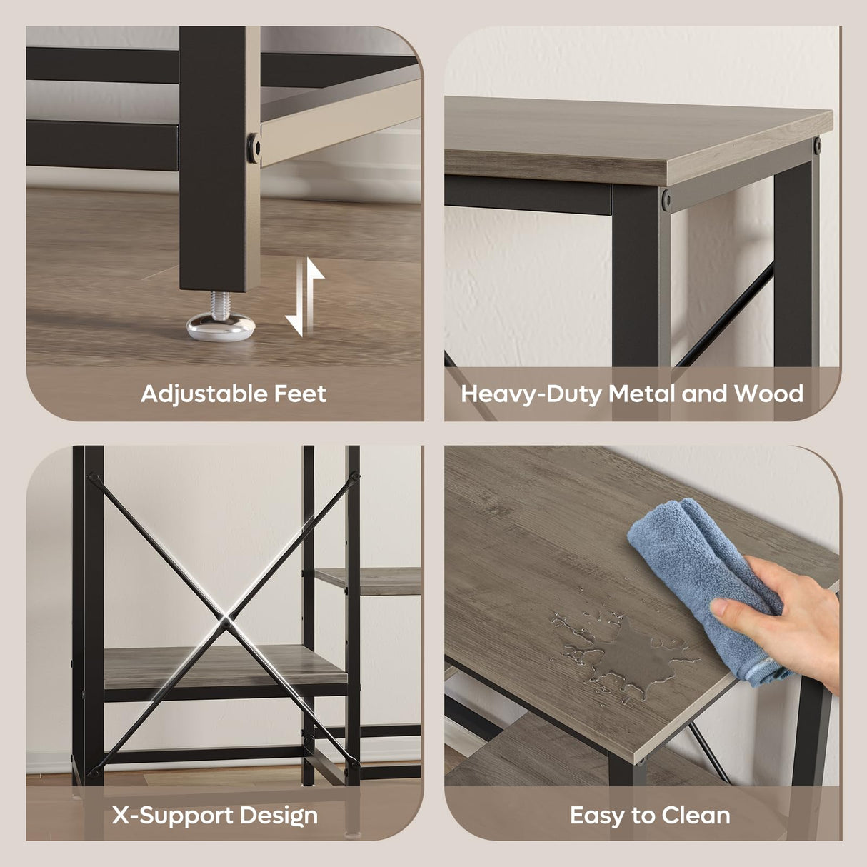 Becuddler 10 Gallon Fish Tank Stand with Charging Station, 20 x10 Metal Aquarium Stand with 3-Tiers Adjustable Storage Shelves, 6-Legs Reptile Terrarium Stand, 264 LBs Becuddler