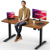 Crenova Electric Standing Desk,Height Adjustable Computer Home Office Stand Up Desk,48 x 24 Inches Whole-Piece Sit Stand Studying Gaming Table(Vintage Brown) Crenova