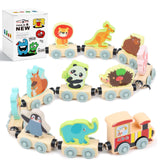 LovesTown 11PCS Magnetic Wooden Animals Train Set, Montessori Toys for Toddlers Toys for Preschool Learning Activities Birthday Kids Boys Girls LovesTown