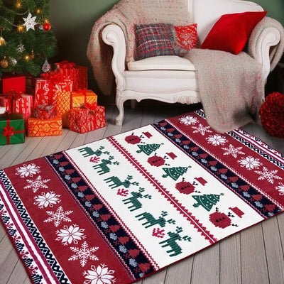 Christmas Area Rugs 4x6 Machine Washable High Traffic Xmas Door Mat Non-Slip Floor Carpet for Living Room Dining Room Bedroom Entryway & Hallway, Snow Print