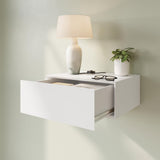 Lumivara Aeris Floating White Modern Nightstand with Storage Drawer, Minimalist Scandinavian, Made with Natural Pine Wood, Wall Mounted Bedside End Table for Bedroom and Living Room Lumivara