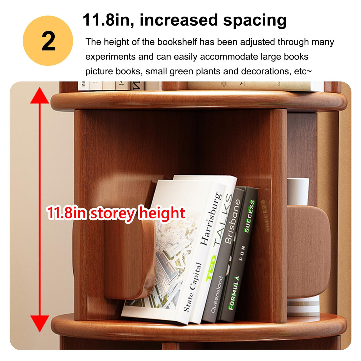 360° Rotating Solid Wood Bookshelf – 5 Tier Spinning Bookcase for Stylish Storage in Any Room LWQFHI