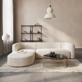 Acanva Luxury Modern Tight Curved Back Velvet Sofa, Minimalist Style Comfy Couch for Living Room Apartment, L-Shaped Sectional with Left Chaise, Cream Acanva