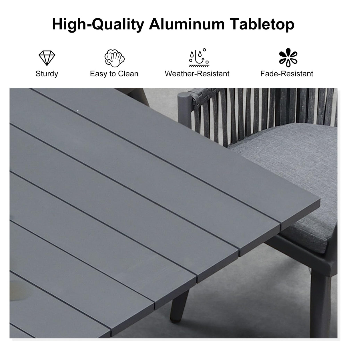 PURPLE LEAF 11 Pieces Patio Dining Set with Outdoor Aluminium Dining Table and Woven Rattan Chairs Modern Metal Furniture Cushions Sets for Garden Yard Indoor Decor Kitchen Grey PURPLE LEAF