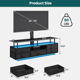 BTHFST TV Stand with Mount for 32/55/65/70 inch TVs, 51.2" LED TV Stand with Power Outlets & Storage, Entertainment Center with Storage for Living Room, Bedroom Black BTHFST
