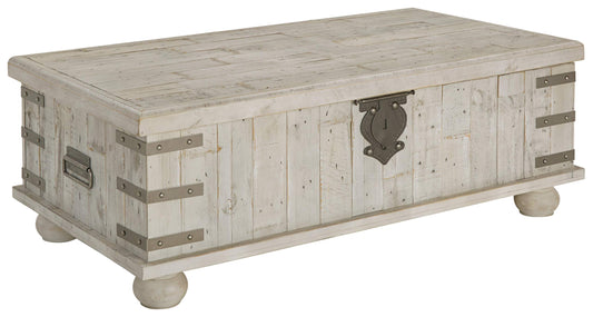 Signature Design by Ashley Carynhurst Lift Top Rustic Farmhouse Cocktail Table, Antique Off White - WoodArtSupply