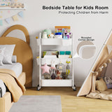 3 Tier Rolling Cart Metal with Wheels, Heavy Duty White Three Tiered Craft Cart Organizer on Wheels, Utility Roller Storage Carts for Art, Baby Nursery, Diaper Caddy, Snack,Book,Nail,Cleaning Supplies Osivaex