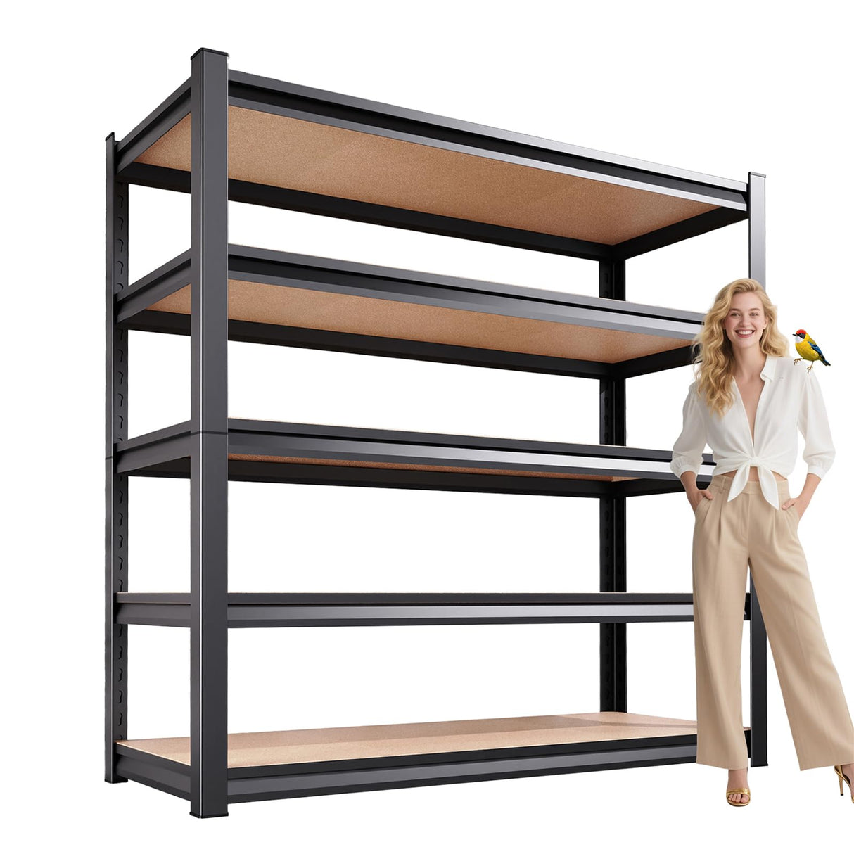 72”H*46”W Garage Shelving Heavy Duty, Adjustable Garage Shelves, 2500LBS Storage Shelves, 5-Tier Metal Shelving Units, Easy Assembly Wood Shelves, Utility Storage Rack Shelf for Warehouse, Pantry CVGFDR