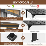 Raysfung 10' x 13' Polycarbonate Hardtop Gazebo,Wall Mounted Gazebo with Aluminum Frame Lean to Gazebo Pergola with Sloping Roof for Outdoor, Backyard, Patio Raysfung