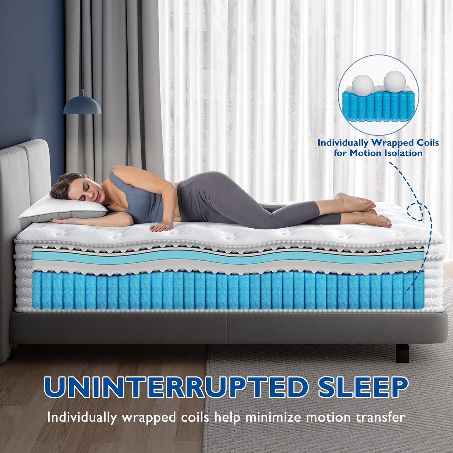 BedStory Queen Mattress - 14 Inch Hybrid Mattress in a Box - Individual Pocket Springs and Memory Foam for Pressure Relief and Motion Isolation - Medium Feel Mattress Queen, CertiPUR-US