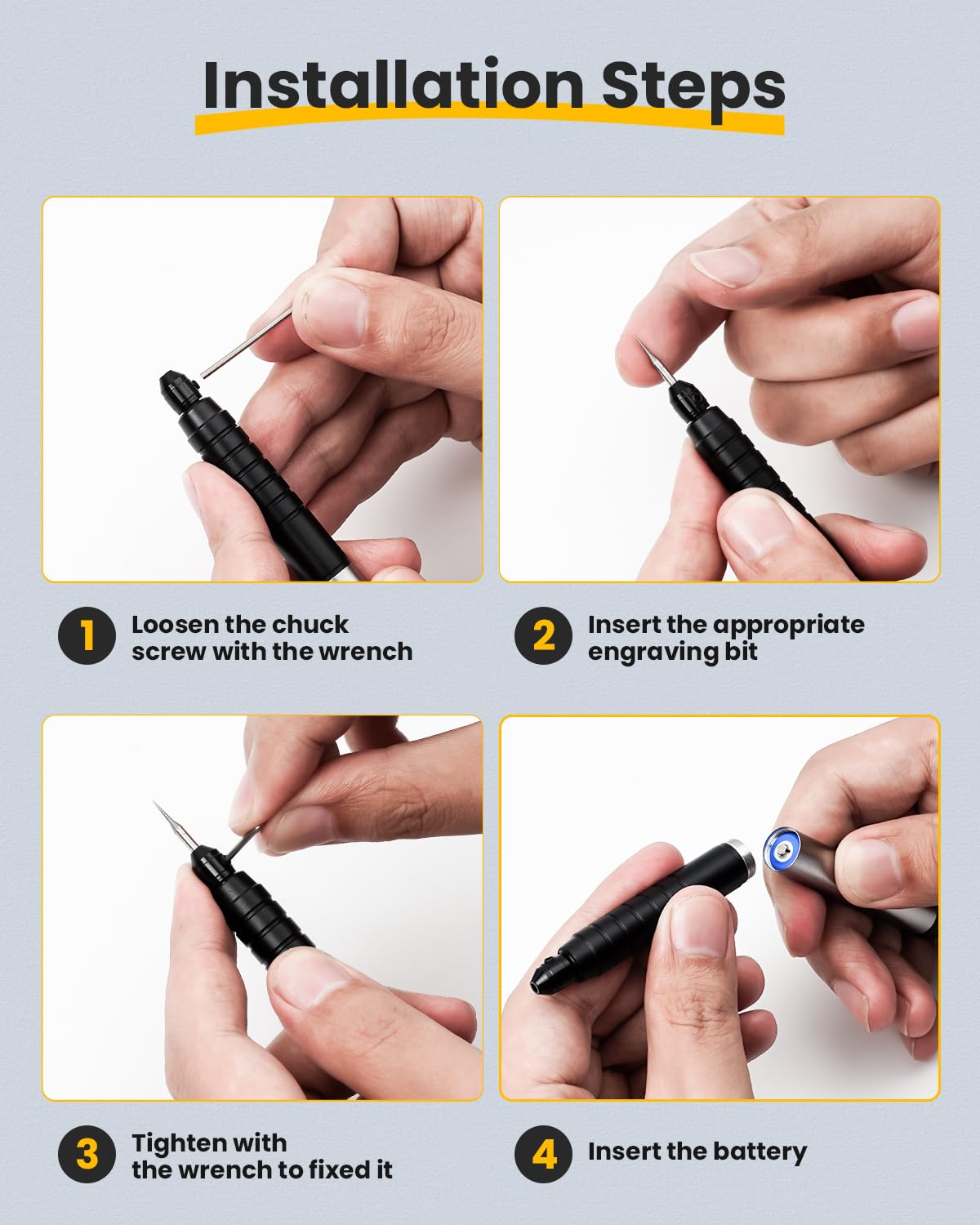 Tarlido Engraving Pen, USB Rechargeable Cordless Rotary Tools, Professional Mini Carving Machines Portable DIY Engraver Machine for Metal to Wooden, Glass, Jewelry-Black Tarlido