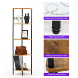 Ymesiyou 5-Tier Corner Bookshelf with LED Light, Corner Bookshelf for Tight Spaces, Narrow Display with Storage Rack, for Living Room, Bedroom, Metal Display Shelf Ymesiyou