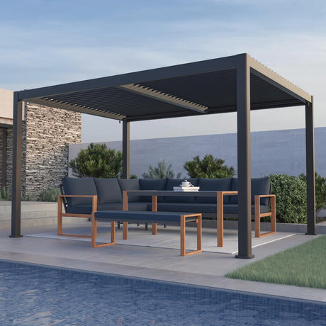 Grand Patio Outdoor 10x13 Aluminum Pergola with Adjustable Louvers and Integrated Drainage System – Outdoor Patio Canopy, Easy Assembly, Carbon Grand patio