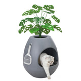 Eggloa6 Hidden Litter Box - Plant Litter Box Enclosure with Artificial Plants, DIY Cat Litter Box Furniture Extra Large (Grey) COZIWOW