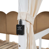 Polibi Twin Size Extended Arched Canopy Bed with Trundle, Light Strip, and Whiteboard in White Polibi