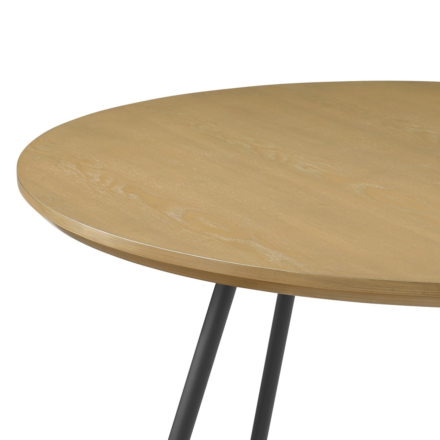 Walker Edison Modern Metal and Wood Round Dining Table, 40 Inch, English Ash - WoodArtSupply