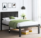 Feonase Twin Size Metal Bed Frame with Fabric Button Tufted Headboard, Platform Bed Frame with Heavy Duty Metal Slats, 12" Storage Space, Noise Free, No Box Spring Needed, Dark Grey Feonase