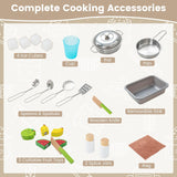 HONEY JOY Kids Kitchen Playset, Wooden Play Kitchen for Toddlers, Microwave, Range Hood, Ice Maker, 18 Cooking Accessories, Little Chef Pretend Play Toy Kitchen Set, Gift for Boys Girls, Natural HONEY JOY