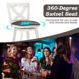 MU 29 Inch Bar Height Swivel Stools, Kitchen Island Chairs with Back, Upholstery Bar Stool with Wood Footrest Legs, Counter Stools for Pub, Bar, Restaurant (Antique White and Grey, Set of 2) MU